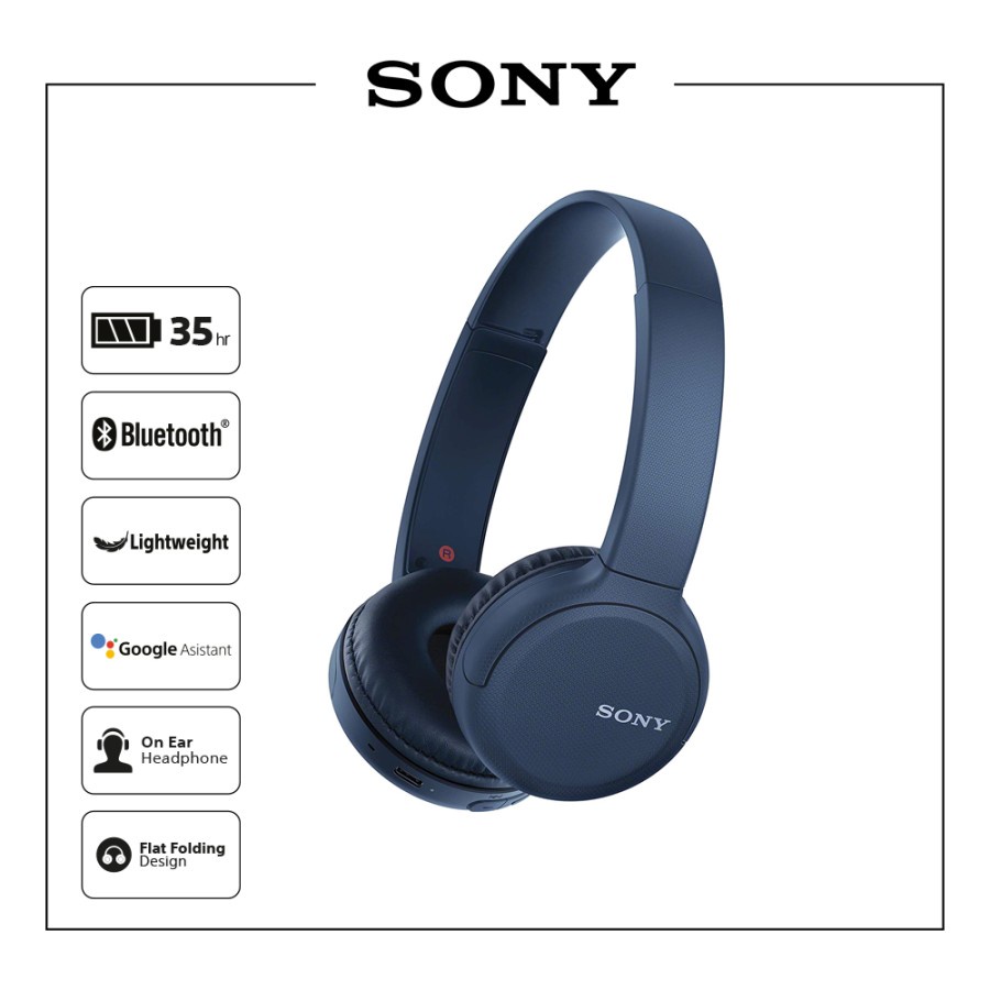 SONY WH-CH510 Blue On Ear Wireless Connection Bluetooth Headphone / CH510 / CH-510