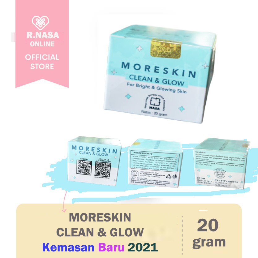 MORESKIN CLEAN & GLOW NASA - Cream Untuk Membantu Mencerahkan Wajah dan Menghilangkan Flek Hitam