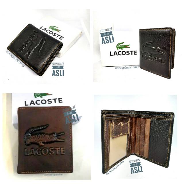 Dompet Import semi panjang kulit asli pria Branded Lacoste