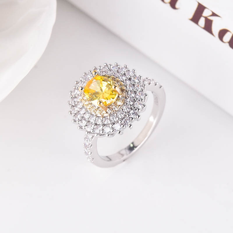 Cincin Berlian Citrine Mewah Untuk Fashion