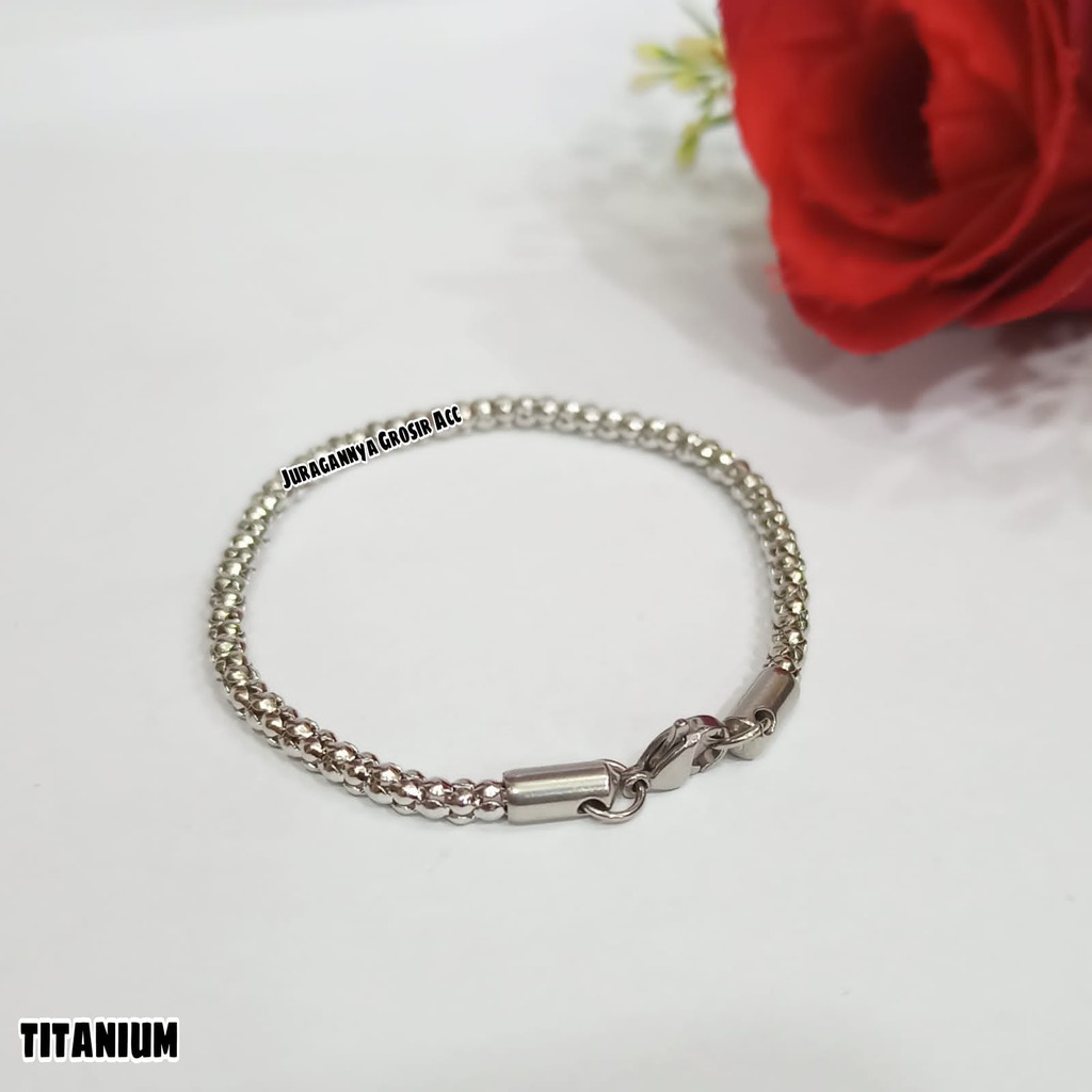 Gelang Wanita Dewasa Titanium motif Rantai perhiasan putih Korea TIDAK LUNTUR, TIDAK KARAT | COD