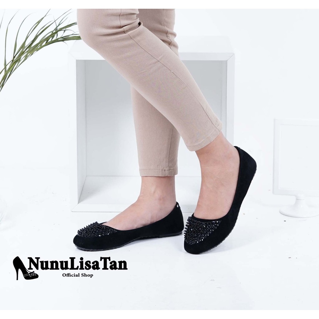 NunuLisaTan MOTE - Balet flat shoes sepatu wanita teplek casual simple polos trendy hitam