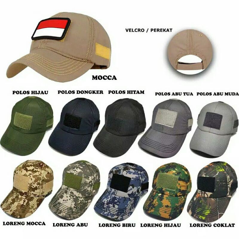 TOPI TAKTIKAL TOPI TACTICAL VELCRO TOPI KOMANDO TOPI TNI TOPI LORENG TOPI MILITER TOPI ABRI MURAH