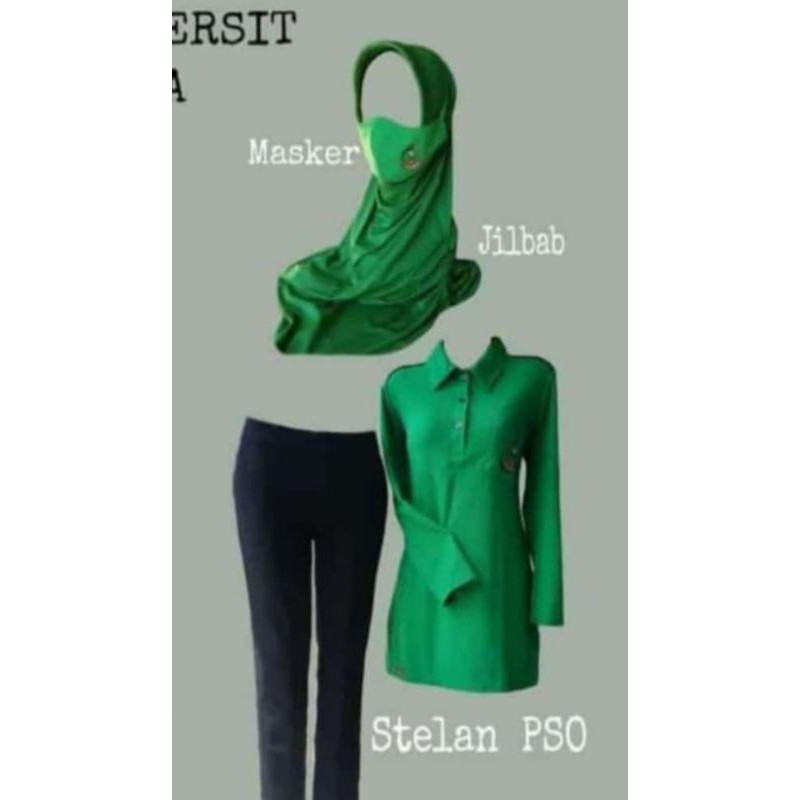 Baju setelan pso persit lengkap jilbab masker+baju olahraga persit