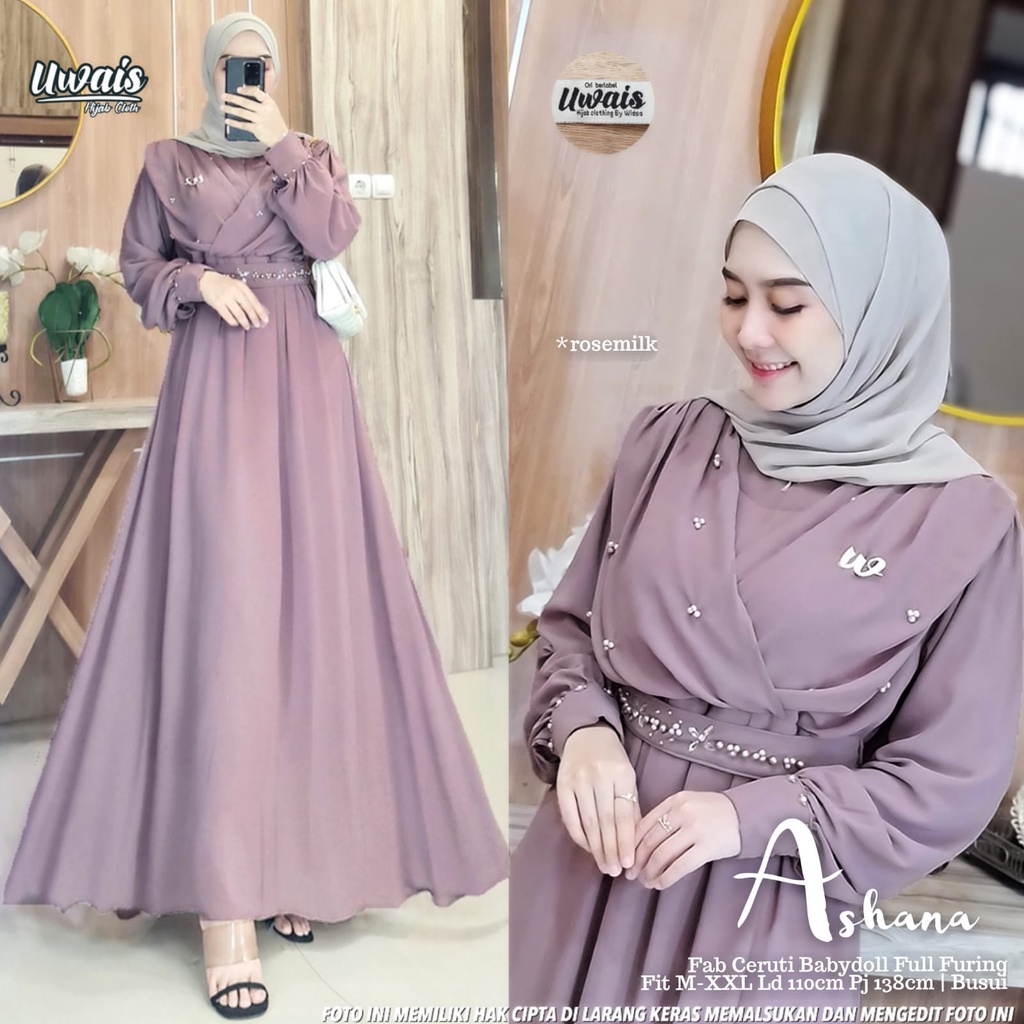 ASHANA MAXI ORIGINAL BY UWAIS / GAMIS CERUTY BEADS MEWAH / GAMIS LEBARAN CANTIK (READY SIAP KIRIM)