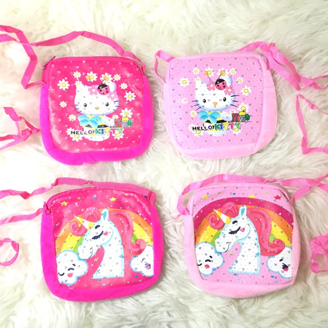 TB03 Tas Bulu Selempang Hellokitty/Unicorn 12x12x2cm