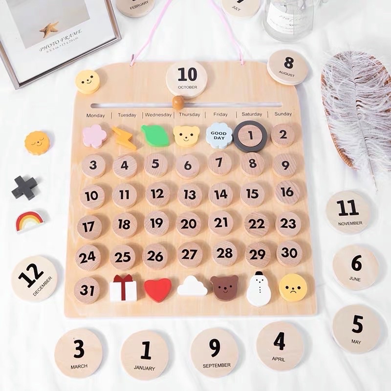 diy magnetic wooden calendar perpetual calendar kalendar bahan kayu