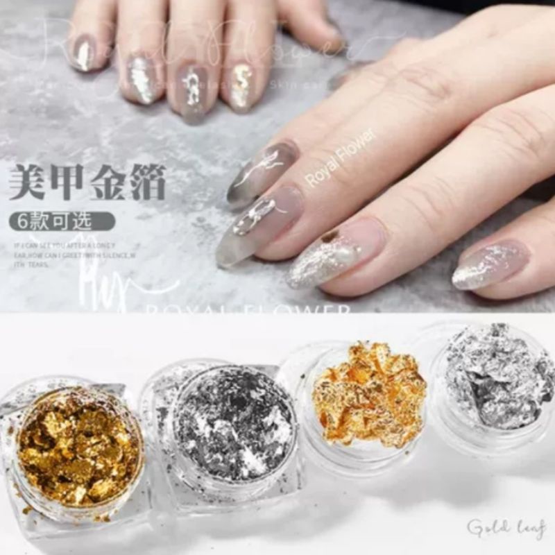 Aluminium Foil Nail Arts Gold dan Silver/Hiasan Nail Arts