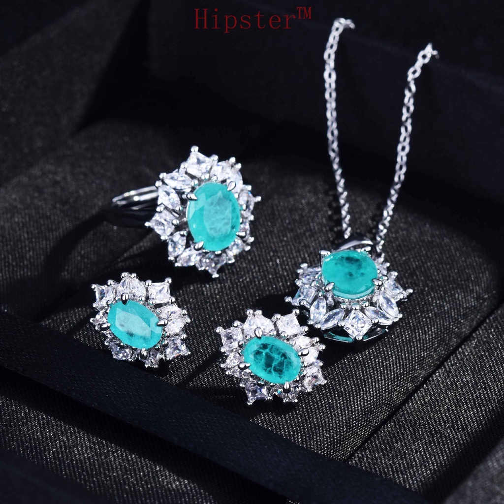 Natural Set Luxury Pendant Earrings Open Ring