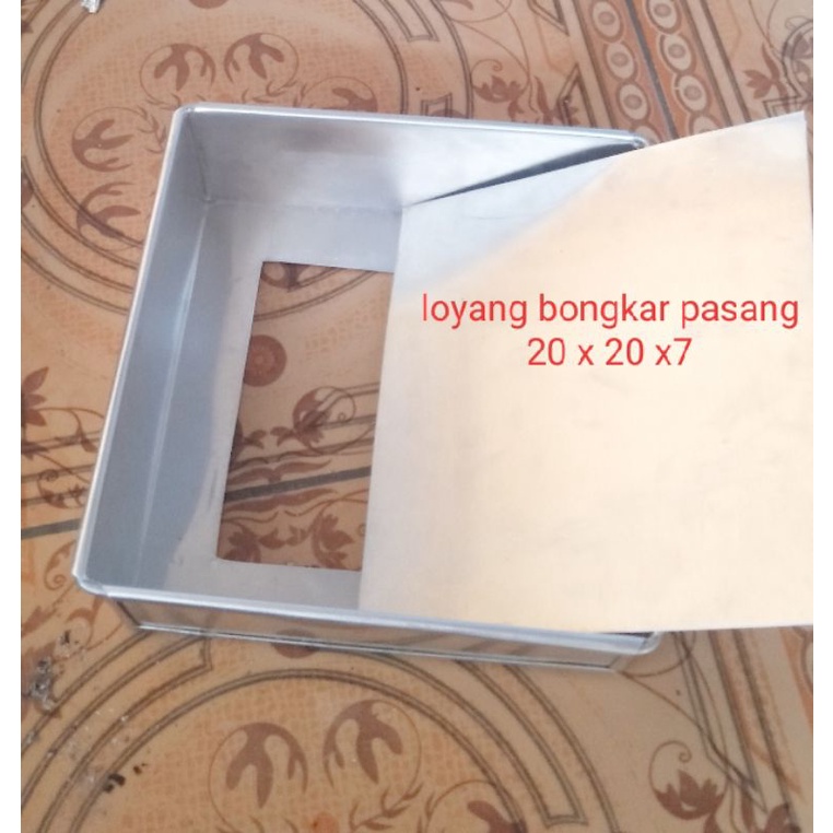 Loyang cake persegi bongkar pasang 20x20 cm tinggi 7 cm Loyang