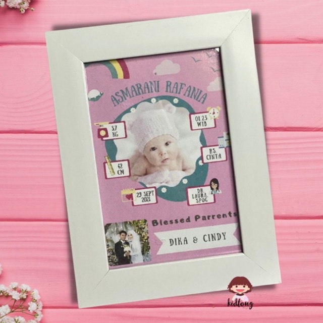 

BIODATA BAYI DENGAN FRAME | FREE PACKING BOX | BINGKAI BIODATA ANAK