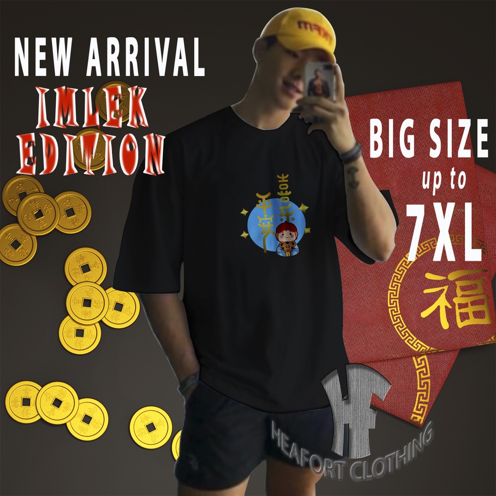 Baju Kaos atasan Imlek Pria Jumbo Year Of The Tiger 2022 Tahun Baru Macan Ukuran Big Size M L XL XXL