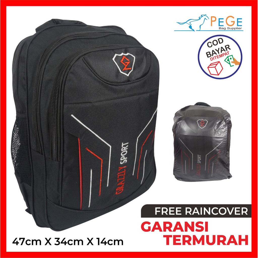 TAS PUNGGUNG PRIA ADA SLOT LAPTOP DAN RAINCOVER COCOK UNTUK SEKOLAH - PG 05