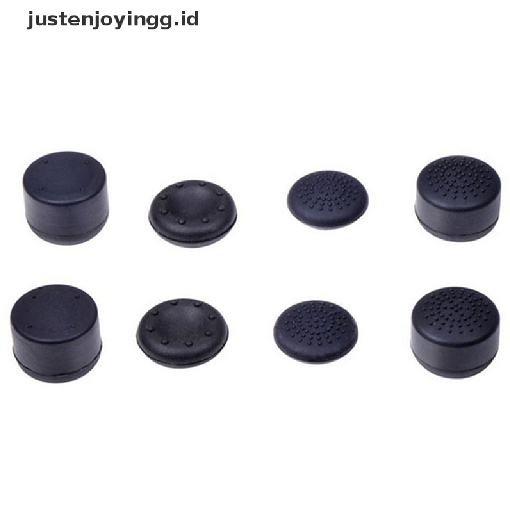 // justenjoyingg.id //  8pcs Black Silicone Thumb Stick Grip Cover Caps For PS4 Game Analog Controller ~