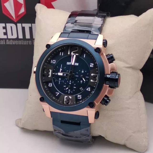 Jam Tangan Pria Expedition E6605 Rosegold Blue New Original Garansi Resmi 1 Tahun