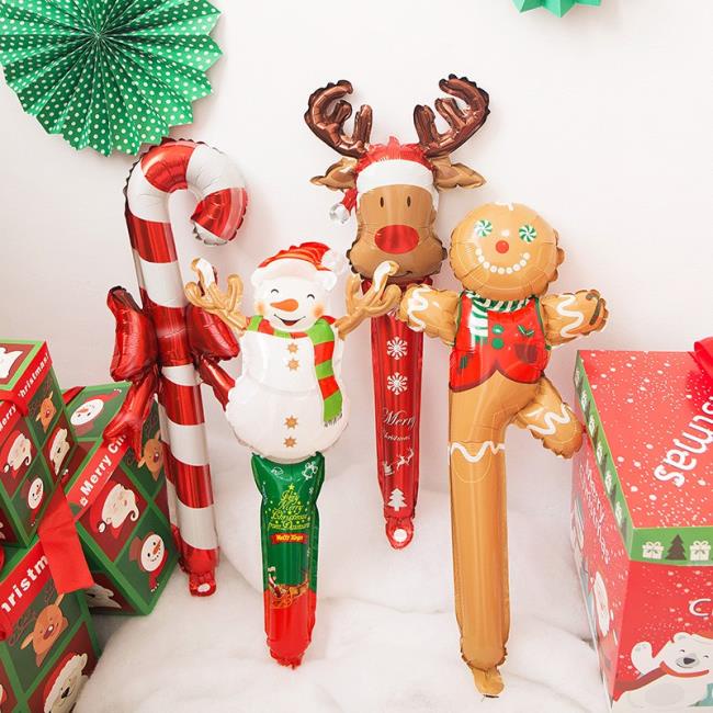 24 Inch Christmas Inflatable Stick Balloons  Funny Christmas Holding Balloons