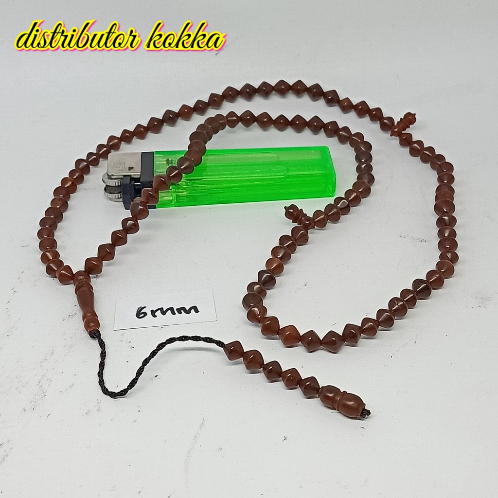 ( SUPER MURAH ) Tasbih Kokka kaukah kaokah fukakah koka wajik polos 6 mm coklat