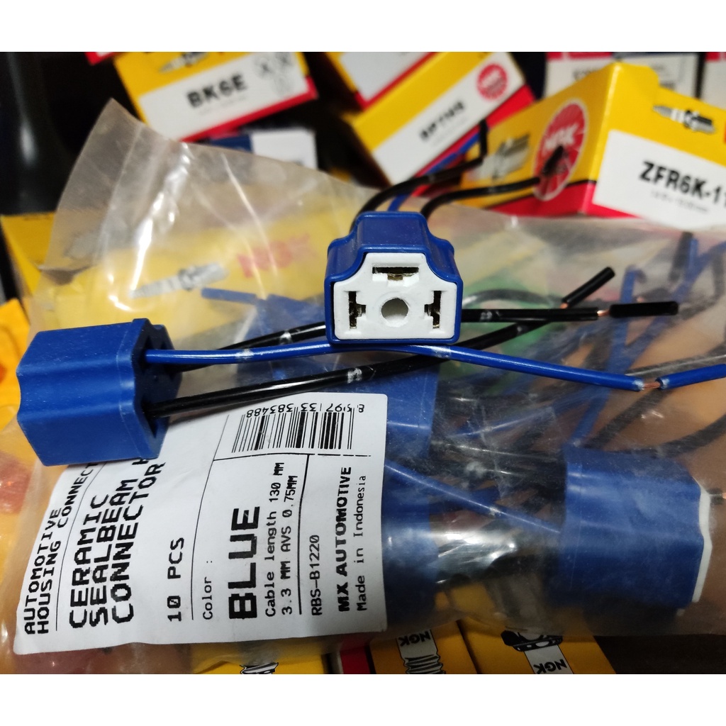Soket Keramik Lampu Halogen H4 3 kaki Merk MX Soket Lampu Depan Mobil Motor