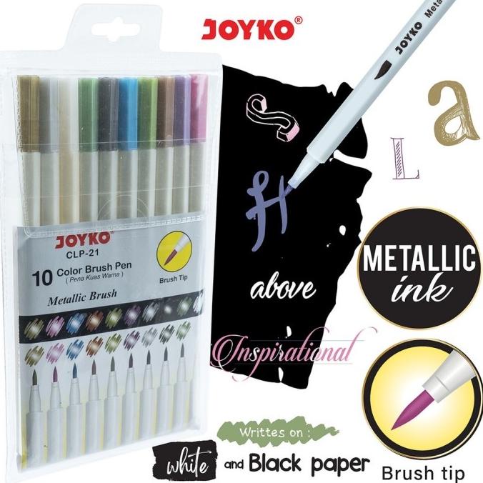 

[[COD]] Color Brush Pen Pena Kuas Warna Metallic Joyko CLP-21 10 Warna Color PROMO SPECIAL Kode 504