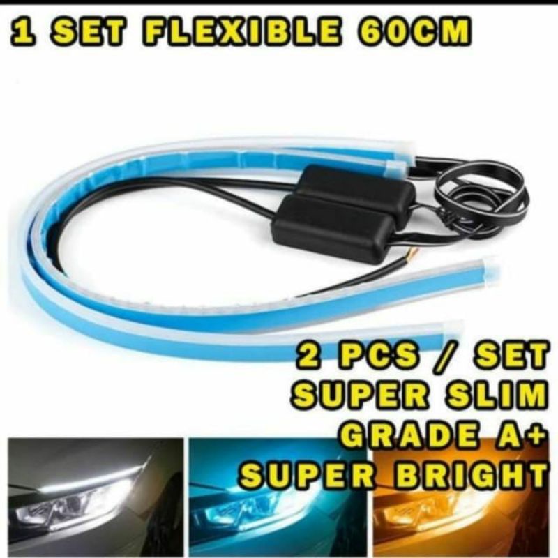 Lampu LED alis lampu DRL 60cm sein flexsible mobil universal