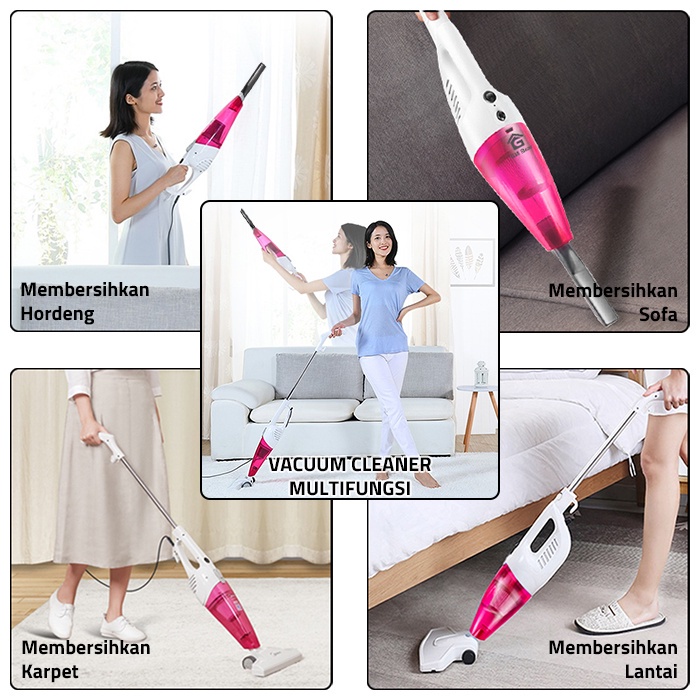 Vacuum Cleaner Penyedot Debu Vacuum Pembersih Debu 2 in 1 Pink Jinjing + Standing GOSHOP88