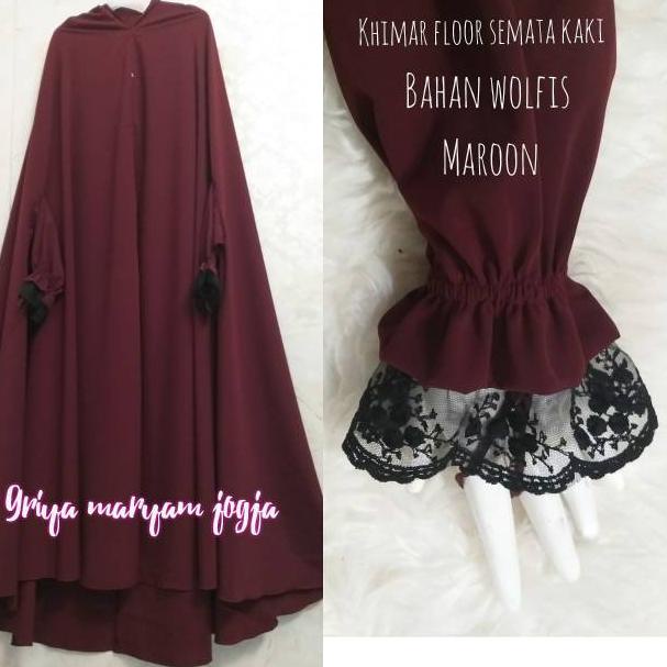 CMR.15Jn22n - Khimar Floor Wolfis Manset Karet Renda A cincin