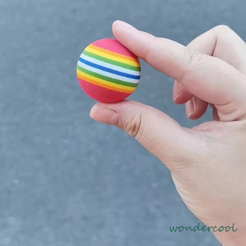 Pet Cat Puppy Toy Ball Rainbow Mengunyah Bola Interaktif Tumbuh Gigi Mainan Menyenangkan-Won