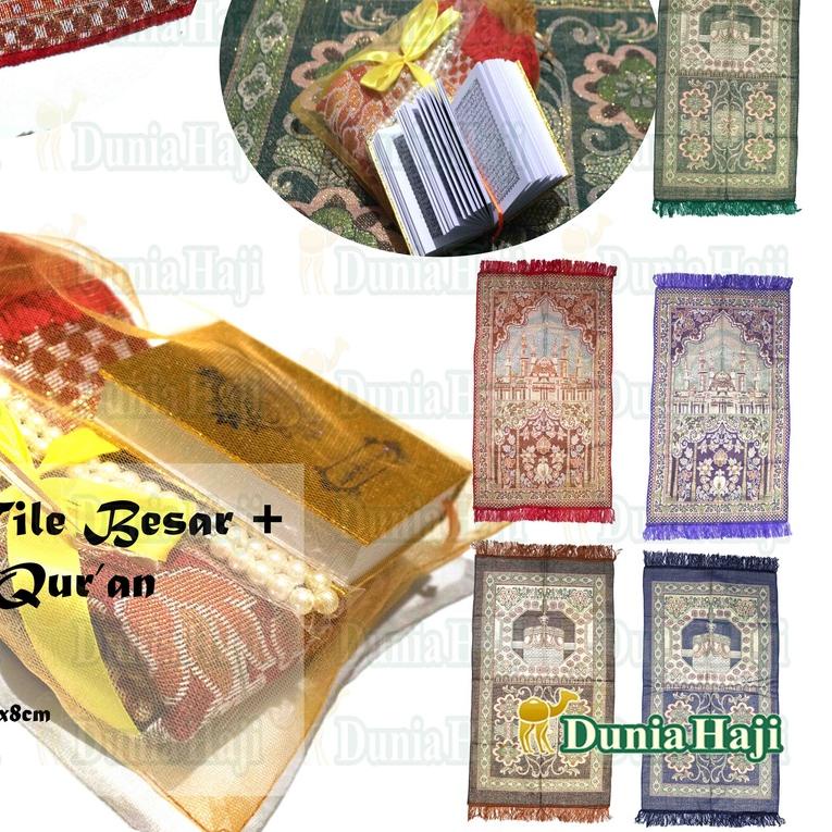 ֍ Paket Souvenir Sajadah Besar Parcel ( STA ) + Tile+Tasbih + AL Qur'an souvenir NIkah & Tahlil ❇