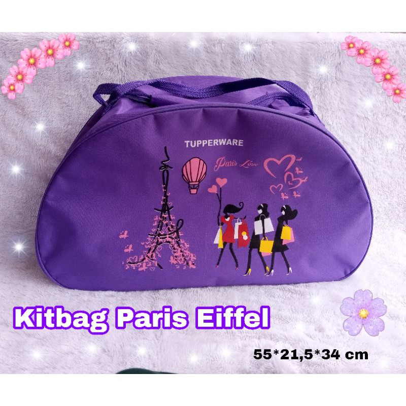 PROMO..... TAS KITBAG PARIS / Tas Piknik Besar / Kitbag Paris Tupperware ( Zipper Bunga Es )