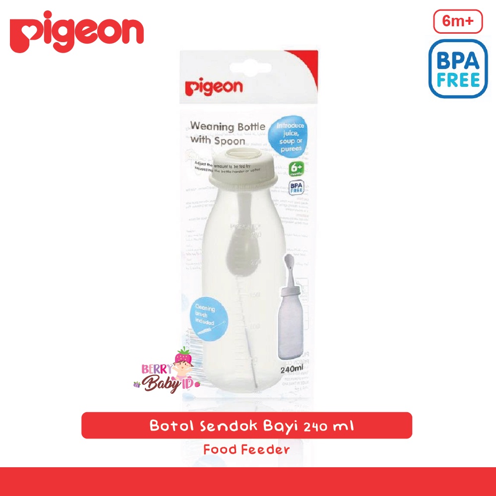 Pigeon Weaning Bottle Spoon Baby Food Feeder Botol Sendok Bayi BPA Free 6m+ 120ml 240ml Berry Mart