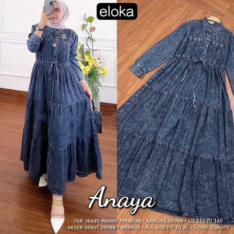 Dress Midi Jeans Aneka Model / ANAYA JEVIA CILLA ARABELA BY ELOKA