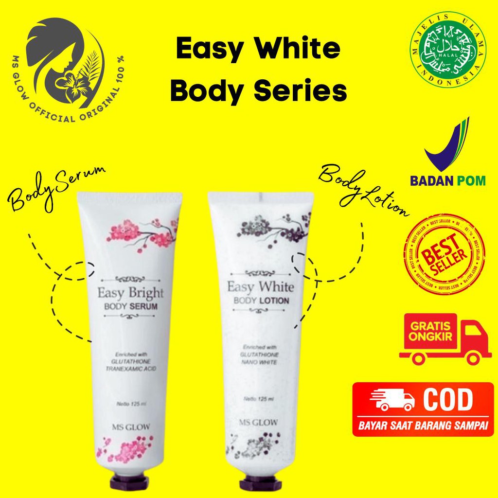 MS Glow Easy White Body Lotion Pemutih Mencerahkan Hand Body Glowing Mengencangkan Merawat Ori BPOM