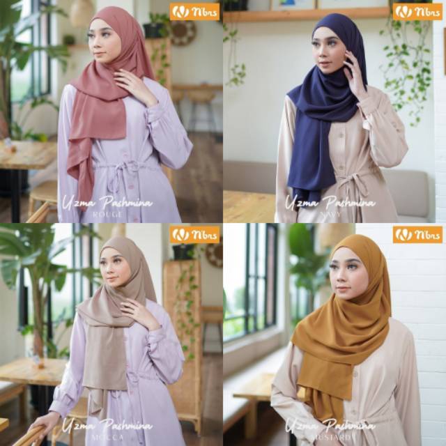 BISA COD - Uzma Pashmina Nibras Hijab Square Instan Jilbab Hijab Pashmina Polos