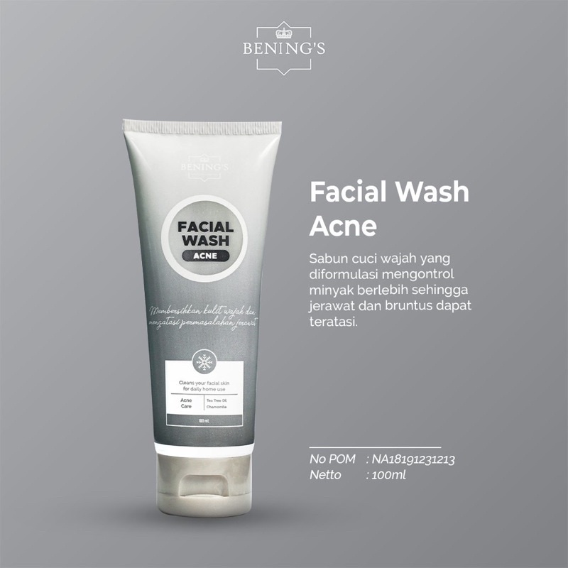 Facial Wash Acne Benings Skincare by Dr Oky (Benings Clinic) Leaf Oil, Chamomilla