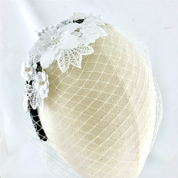 Ritby - Lumina Headband with Veil - Bando Putih Jaring Birdcage Veil