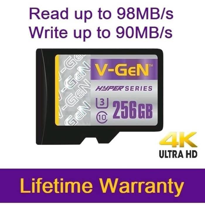 Micro SD 256 GB Hyper Series UHS-1 U3 98MB/s V-GeN