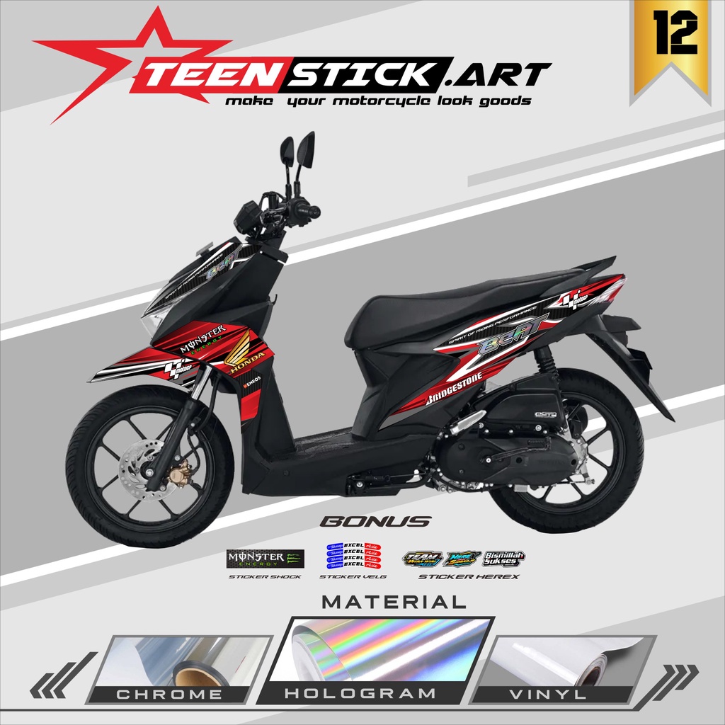 STRIPING BEAT DELUXE- STRIPING VARIASI HOLOGRAM HONDA BEAT DELUXE 2021-2022 RACING
