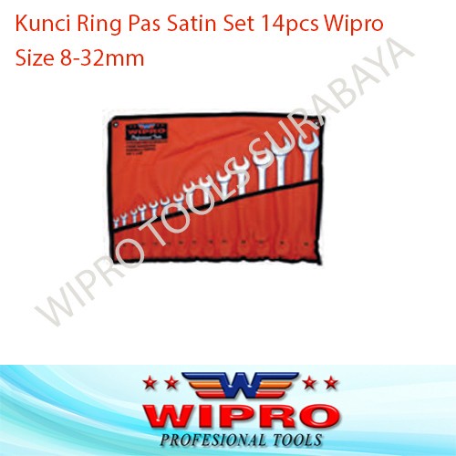 Kunci Ring Pas Set Satin 14 pcs CRV Size 8-32 mm Wipro