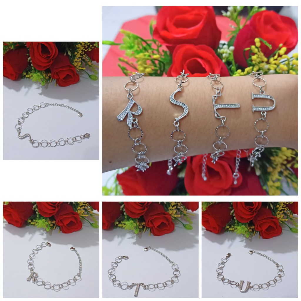 Gelang huruf Inisial Huruf ring bulat A-Z silver gold Chat Kami pilih huruf (COD)