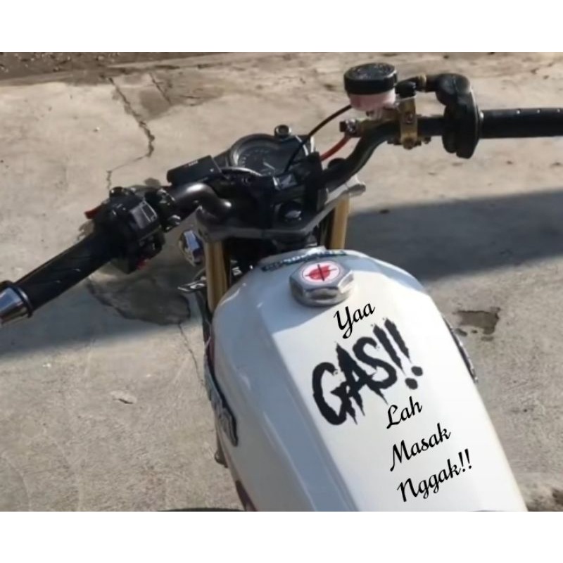 Sticker GAS!! sticker cutting gas sticker gass tangki cb gl mp tiger ukuran panjang 12cm tinggi 7cm