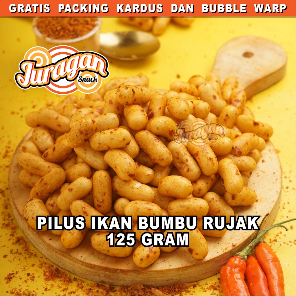 PILUS IKAN BUMBU RUJAK 125 gram snack kiloan makanan ringan jajanan cemilan camilan manis asin gurih murah