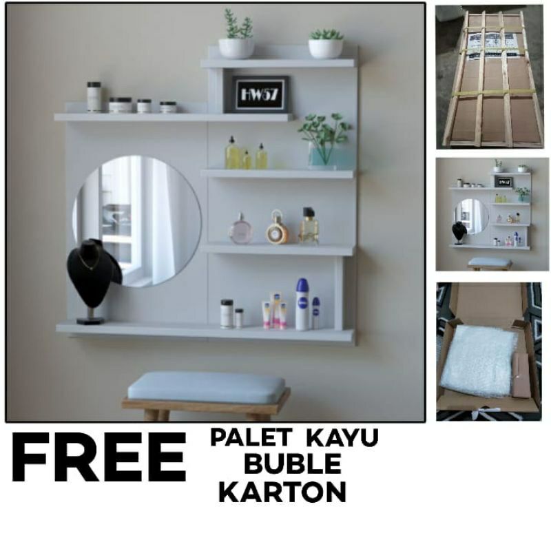 Meja Rias Cermin Rias Gantung Meja Rias Dinding Tempat Kosmetik rak Makeup Cermin Gantung 021