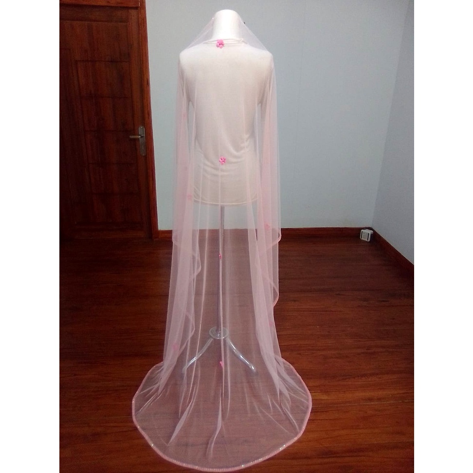 SLayer pengantin PINK BABY 2M / hijab Pengantin /Selendang pengantin /Hijab veil original