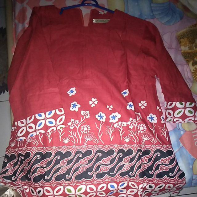 Blus Bunga Parang Kawung Blouse Batik Atasan Warna Seragam Kantor Kerja Asli Solo Muslim Cantik