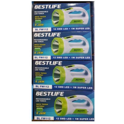 New Emergency Senter Bestlife BL-FW112 LED Super Terang 12SMD LED + 1W Super LED White Light Rechargeable 8Jam  LAMPU DARURAT / CAHAYA PUTIH 600mah (COD)