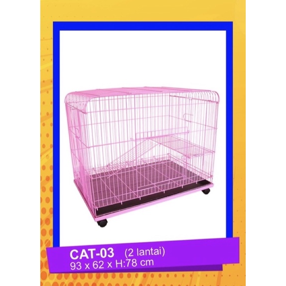 Kandang Kucing OCTAGON 2 tingkat CAT-03 premium bahan tebal kokoh cat cage cat03 cat 03 original pin