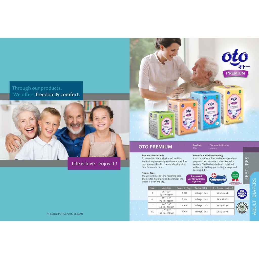 OTO Popok Dewasa PREMIUM ( Daya Serap Lebih Banyak ) Lem Perekat Adult Diapers XL isi 6 pcs