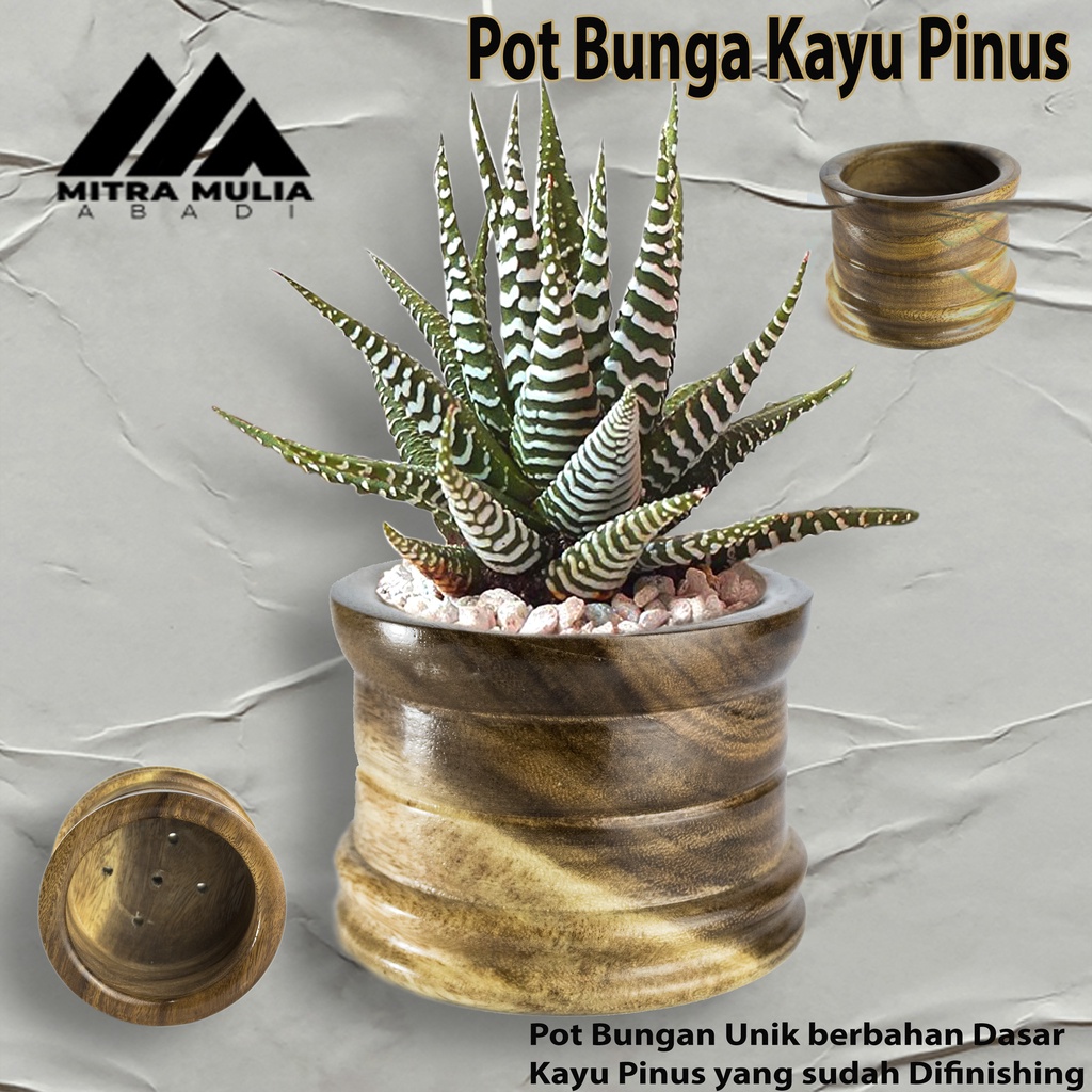 Pot Vast Bunga Kayu Pinus Unik