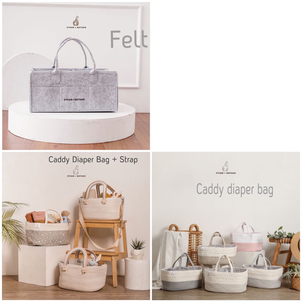 Castle - Ethan + Nathan Caddy Diaper Bag Rope Organizer Bag - Felt - With Strap - Tas Perlengkapan Bayi