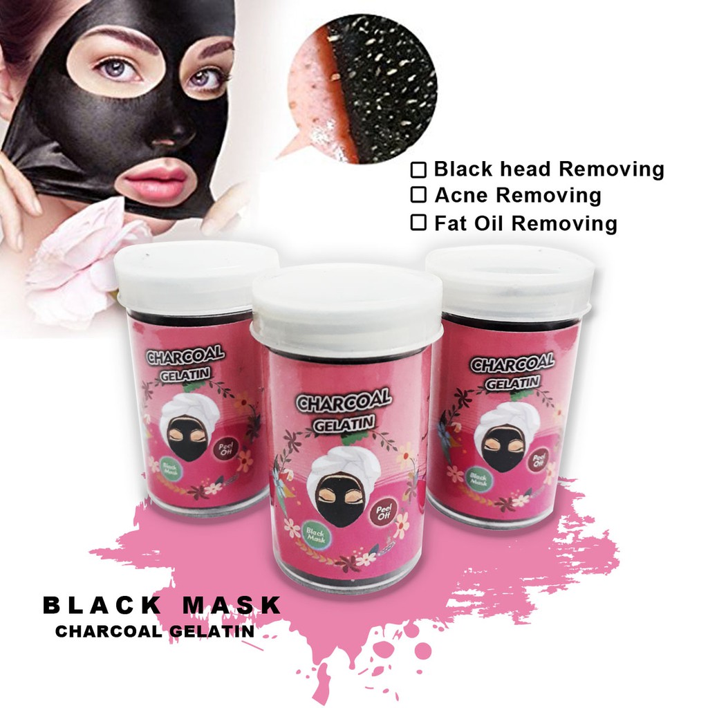 Jual Charcoal Gelatin Mask / Masker komedo Gelatin Charcoal HALAL 15